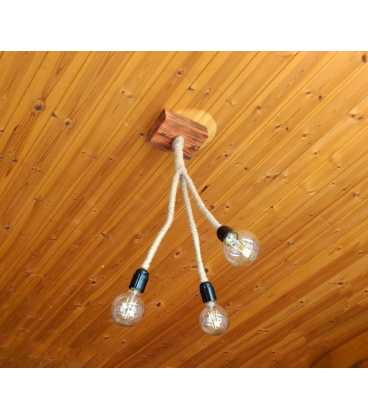 Κρεμαστό φωτιστικό οροφής από ξύλο και σχοινί 184